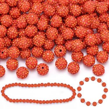 Imagem de 100 contas de strass laranja para fabricação de joias, argila de cristal brilhante de Natal para pulseira, colar de beisebol, brinco, artesanato, faça você mesmo, contas redondas brilhantes de bola de