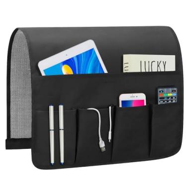 Imagem de WETRBWEH Organizador de sofá antiderrapante para poltrona, suporte de controle remoto para TV Oxford, suporte de cabeceira com 5 bolsos para porta-chaves de óculos de telefone e revistas.
