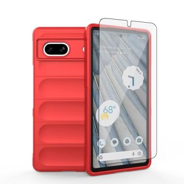 Imagem de Asuwish Capa de celular para Google Pixel 7A 5G 2023 com protetor de tela de vidro temperado e TPU macio, fina, à prova de choque, proteção de silicone, acessórios Pixel7A A7, mulheres, homens,
