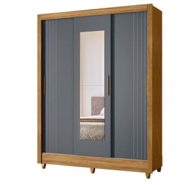 Imagem de Guarda Roupa Bolivia 3 Portas de Correr Freijo com Cinza Fosco com esp