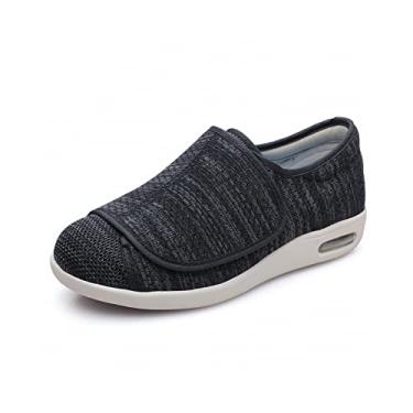 Imagem de Sapatos Femininos Para Diabéticos, Com Alça De Fechamento Ajustável, Tênis Leves E Largos E Ajustáveis Para Edema Para Pés Inchados(Dark gray,48 EU)