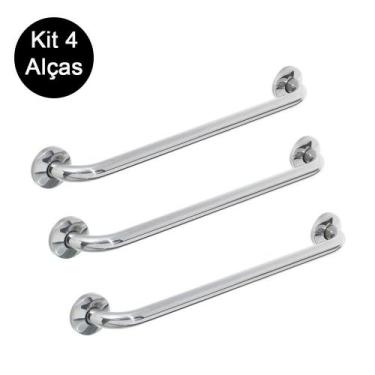 Imagem de Alças Apoio Kit 4 unds Banheiro 50cm Inox Idoso Cadeirante Deficiente 