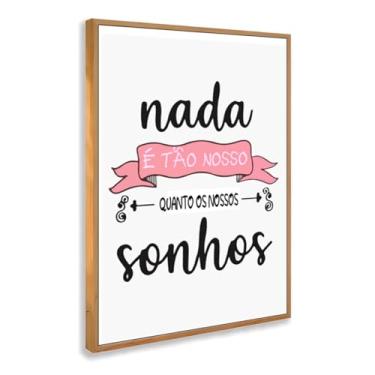 Imagem de Quadro Decorativo Sonhos São Nossos Com Moldura Frase Romântica Rosa Esperança Inspiração Estilo Delicado Decoração Poética Coração Amor