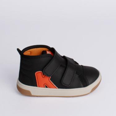 Imagem de Tênis Infantil Milão Kidy Fecho Duplo Preto Laranja 
