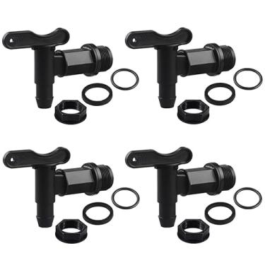 Imagem de Pacote com 4 torneiras de tambor de 3/10.2 cm para torneira de barril de polietileno de recipiente de 5 galões com torneira de substituição de junta EPDM da MUGLIO (preto)