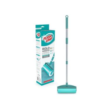 Imagem de Rolo Adesivo Lavável C/ Cabo Tira Pelos Roupas Flash Limp