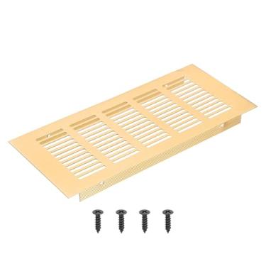 Imagem de PATIKIL Grade de ventilação retangular de 22 x 10 cm, tampa de ventilação de alumínio com parafusos de montagem para guarda-roupa de porta de armário de armário, dourado