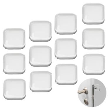 Imagem de Protetor de parede de batente de porta, 12 peças de protetor de parede transparente para maçanetas de portas, protetor de parede quadrado espesso, autoadesivo, reutilizável e lavável para escritório e