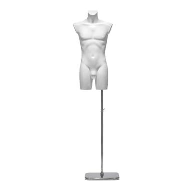 Imagem de Torso superior do modelo humano, altura ajustável de 31 a 59 pol., modelo esportivo masculino musculoso, base removível(White)