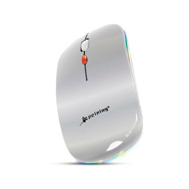 Imagem de Mouse Sem Fio Bluetooth Wireless Luzes Rgb Recarregavél (Prata)