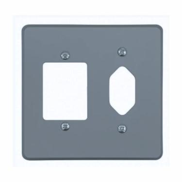 Imagem de Placa 4x4 Cinza 1 Tomada hexagonal + 3 Teclas Pial