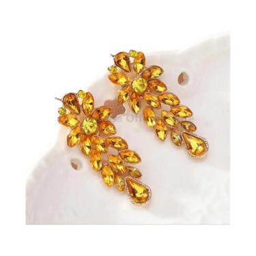 Imagem de Brincos Pendurados Folha de Cristal Boho Vintage - Joias para Festa, A