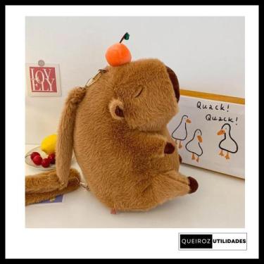 Imagem de Bolsa / Mochila de Capivara de Pelúcia Realista  Fofa, Macia e Diverti