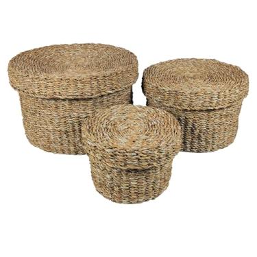 Imagem de Duarte Mota Kit 3 Cesto Carajas Organizador Multiuso fibra natural Vaso Cachepot de Palha para Armazenamento