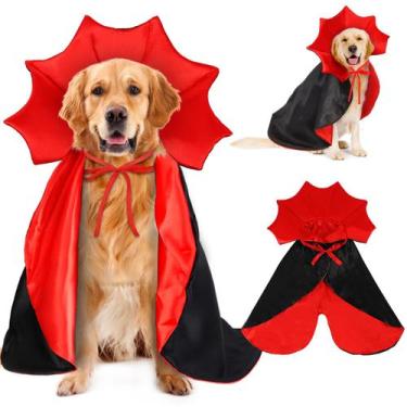 Imagem de Fantasia de vampiro para cães de Halloween Vellibring vermelha e preta