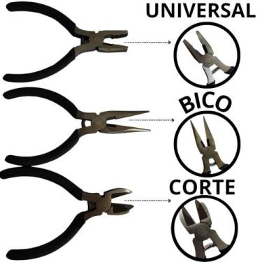 Imagem de Jogo 3 Mini Alicates 4,5'' - Preta - STARTOOLS