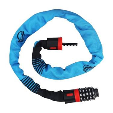 Imagem de SISAV Cadeado de corrente de bicicleta resistente de 8 m com combinação de 5 dígitos, corrente resistente a cortes de 6 mm para bicicleta, Ebike, motocicleta, scooter, porta e cerca (azul)