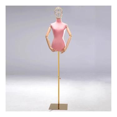 Imagem de Mannequin Torso de manequim feminino com altura ajustável, braço de madeira maciça removível e giratório, vestidos de noiva para exposição, camisetas(Pink)