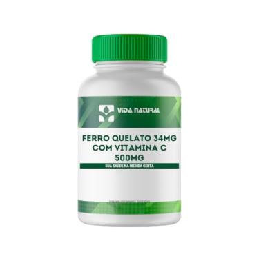 Imagem de Vida Natural Ferro Quelato 34mg com Vitamina C 500mg 60 Cápsulas | Alta Absorção | Suplemento Sem Glúten e Lactose | Uso Diário