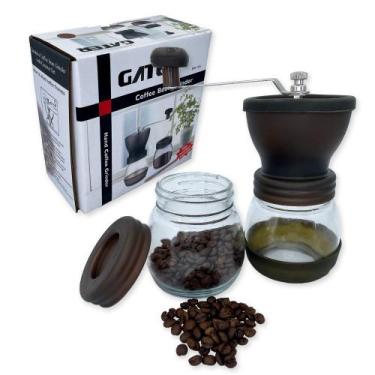 Imagem de Moedor De Café Manual Vidro Plastico Inox Ceramica - Marrom - Gater