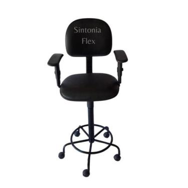 Imagem de Cadeira Secretaria Caixa Alta Braço Regulagem Altura Rodízio - Sintoni