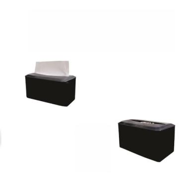Imagem de Kit 2 Dispenser Interfolha Porta Papel Toalha Papeleira De Mesa 250 Folhas Branco ou Preto(Preto + Preto)