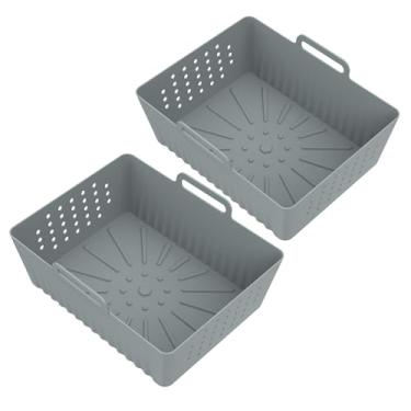 Imagem de ZJRDYYK Pacote com 2 forros de silicone para fritadeira a ar para Ninja SL401 SL400, bandeja de silicone para fritadeira a ar reutilizável, forros de silicone para fritadeira, acessórios para