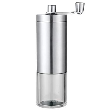 Imagem de WZZHHJ Moedor de café manual portátil — Corpo inoxidável 304 e rebarba de cerâmica, moagem ajustável e funil de 30 g, alça dobrável — casa, escritório, acampamento, presente para amantes de café