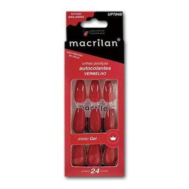 Imagem de Unhas Posticas Macrilan 24 Pc, VERMELHO UP704B COLANTE