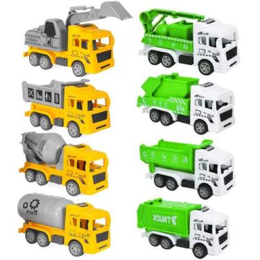 Imagem de Coleção 8 Caminhões de Lixo e Obras Construção de Fricção - Miki Toy