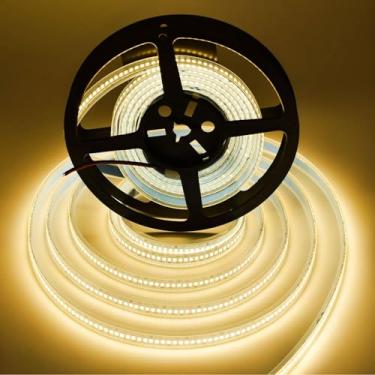 Imagem de Fita de LED DC12V 5 m/16,4 pés regulável 2835 tira de luzes LED, super brilhante 1200 LEDs 24000LM fita de LED tubo impermeável IP67, brilho 2 vezes maior que SMD 5050 (branco quente 3500K)