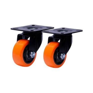 Imagem de Kit 2 Roda Giratória Com Placa Preta 6239 Até 70kg Colson - Geral