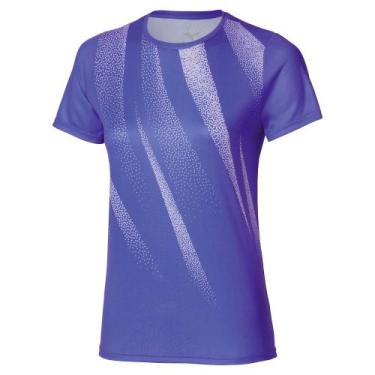 Imagem de Camiseta de Corrida Mizuno Core Graphic Feminina, Azul, GG