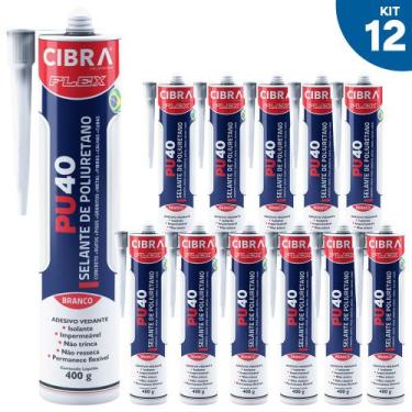 Imagem de Kit 12 Selantes PU 40 Selante de Poliuretano Adesivo Vedante Cibra Fle