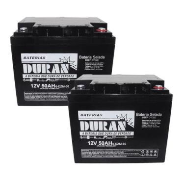 Imagem de Kit 2 Baterias Estacionárias Duran 50ah 12v VRLA AGM Cadeira de Rodas 