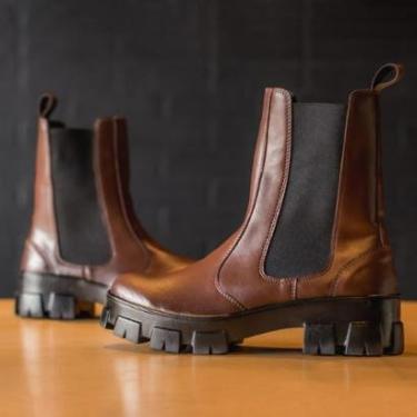 Imagem de Coturno Feminino Estilo Blogueira Cano Alto Elástico Sola Tratorada Plataforma Modelo 11020-Feminino