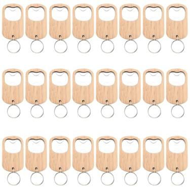Imagem de Chaveiro de madeira em branco, 24 peças, chaveiros de madeira graváveis, abridor de garrafa, suprimentos de artesanato DIY natural, presentes personalizados, lembrancinhas de festa em massa