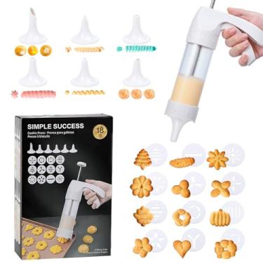 Imagem de MAJCL Pistola de prensa de biscoito Spritz com 12 discos e 6 pontas de confeitar – Kit para fazer biscoitos fáceis de assar, prensa de queijo e decorações doces