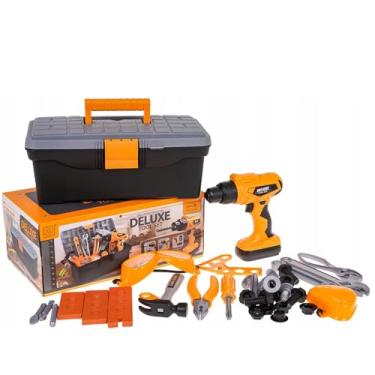 Imagem de Brinquedo Maleta de Ferramentas Deluxe com Furadeira Elétrica, 39 Peças, Brinquedo Infantil, Laranja e Preto