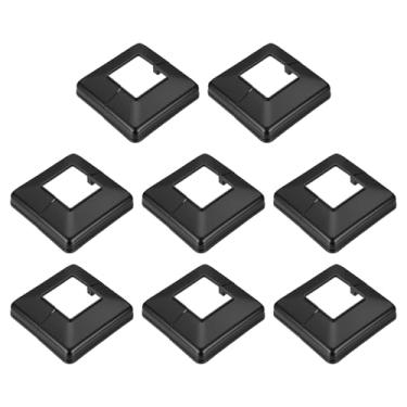 Imagem de PATIKIL Manga de poste de 5 cm x 5 cm, capa de base de plástico envoltório de coluna estilo dividido manga de vinil para varanda de mão de madeira cerca deck escadas trilhos - 8 peças (preto)