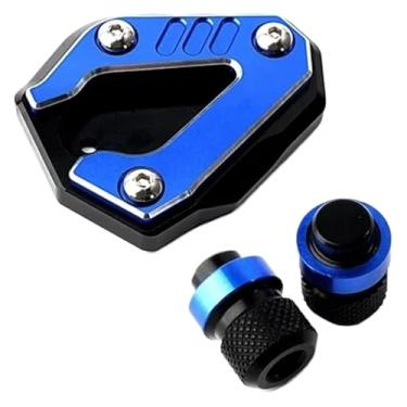Imagem de Suporte lateral de motocicleta ampliar almofada e válvula de pneu acessórios compatíveis com S1000RR S1000 RR S 1000 RR 2019-2023 2024 (um conjunto azul)