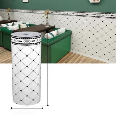 Imagem de Papel de parede decorativo de 500 x 90 cm, impermeável, adequado para restaurantes, hotéis e residências. PVC + folha de alumínio (losango)