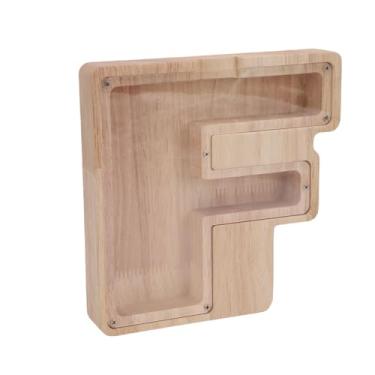 Imagem de AYNEFY Mealheiro Mealheiro de Madeira para Crianças e Adultos para Crianças e Adultos Com Capa de Acrílico Transparente Grande Capacidade Alfabeto Em Forma de F Pote de Economia para Ponta de Economia