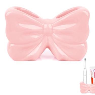 Imagem de Biiange Bonito suporte de pasta de dente, suporte de escova de dentes de cerâmica, suporte de escova de dentes de arco, acessórios de bancada de banheiro, para organização de armazenamento de vasilha