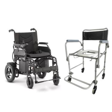 Imagem de Kit Dellamed Cadeira Rodas Elétrica D800 e Cadeira de Banho D40 Suporta até 120 kg Mobilidade e Conforto