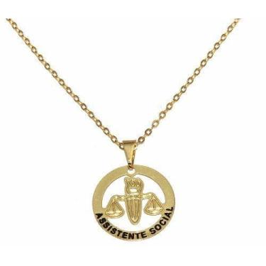 Imagem de Colar Profissões Serviço Social  Folheado A Ouro 18k - Milena Joias