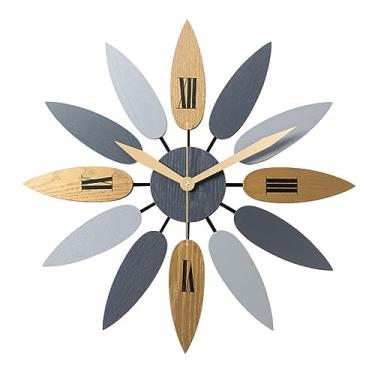 Imagem de CUTPOIY Relógio de parede grande redondo de metal, pêndulo de parede estilo vintage, dourado, para decoração de sala de estar e cozinha (A)