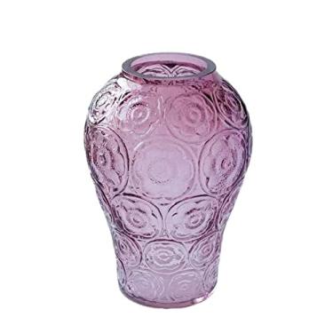 Imagem de WUHUQN Vaso de flores em relevo floral vaso de vidro hidropônico vasos de flores decorativos arranjo de flores decoração de mesa vasos roxos decoração de casa moderna vaso para arranjo floral