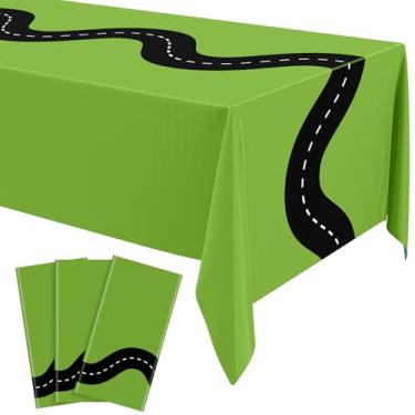 Imagem de Irenare 3 peças de toalhas de mesa de corrida para carro, artigos de festa de aniversário, 137 x 272 cm, capas de corredor de mesa retangulares descartáveis para crianças, meninos, carro, decoração de