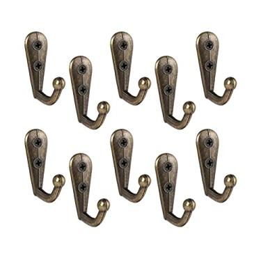 Imagem de XIANGGUI 1983 Rack organizador de casacos, 10 ganchos para casacos, cabide resistente montado na parede, ganchos de armário antigos para toalhas (3,3 x 1,5 x 1 cm), suporte de chapéu e guarda-chuva